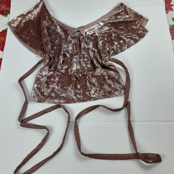 *HP* NWT Zara-Small-Cold Shoulder Crop Top - Picture 2 of 5